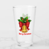 Kerstval en rood lint op maat glas (Achterkant)