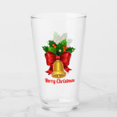 Kerstval en rood lint op maat glas (Voorkant)