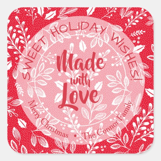 kerstval gemaakt met liefdesfeestdag bakken vierkante sticker (Voorkant)