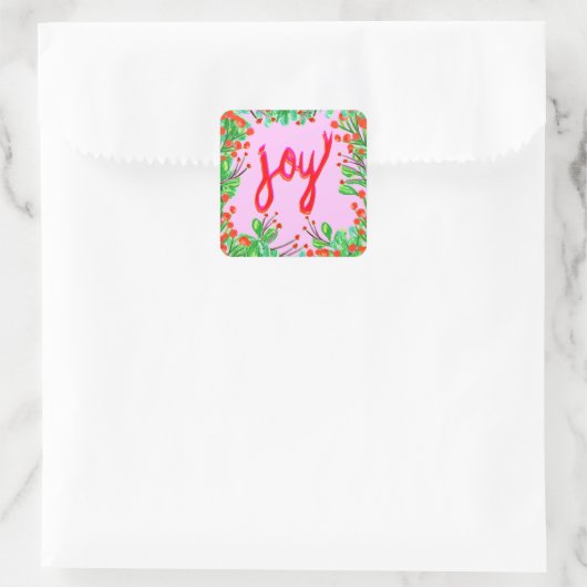 Kerstval - Joy Vierkante Sticker (Tas)