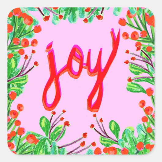 Kerstval - Joy Vierkante Sticker (Voorkant)