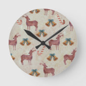 Kerstval met kringloop met snoepriet met acrylwand ronde klok (Voorkant)