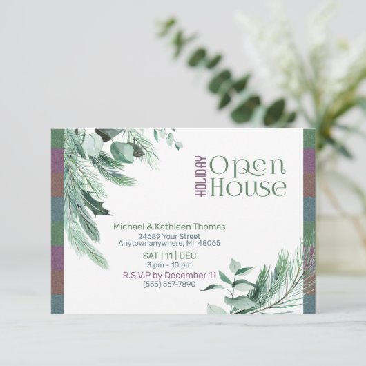 Kerstval Modern Design Open House Kaart (Staand voorkant)