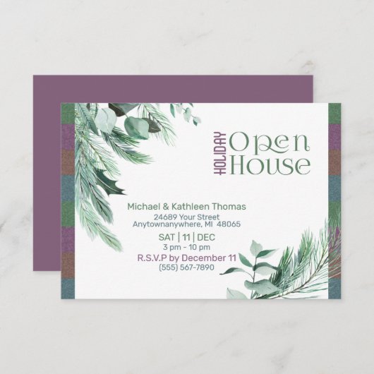 Kerstval Modern Design Open House Kaart (Voorkant / Achterkant)