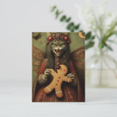 Kerstvampier Fairy Cat met peperkoek Briefkaart (Staand voorkant)