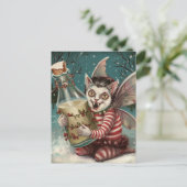 Kerstvampier Kat met melkfles Briefkaart (Staand voorkant)