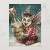 Kerstvampier Kat met melkfles Briefkaart (Voorkant)