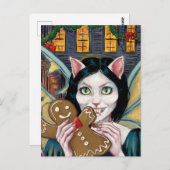 Kerstvampier Kat met peperkoekkoekje Briefkaart (Voorkant / Achterkant)