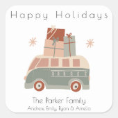 KerstVan Vierkante Sticker (Voorkant)