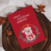 Kerstvarken Cute Biggetje Boog Krans Stippen Feestdagenkaart