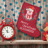 Kerstvarken Cute Biggetje Boog Krans Stippen Grote Kerstsok