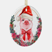 Kerstvarken Cute Biggetje Krans Eerste Kerstmis Keramisch Ornament (Rechts)