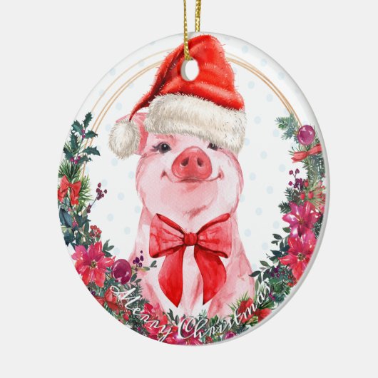 Kerstvarken Cute Biggetje Krans Eerste Kerstmis Keramisch Ornament (Links)