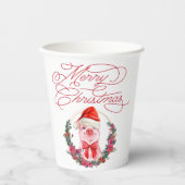 Kerstvarken Cute Fun Wit Rood Prettig Kerstfeest Papieren Bekers (Voorkant)