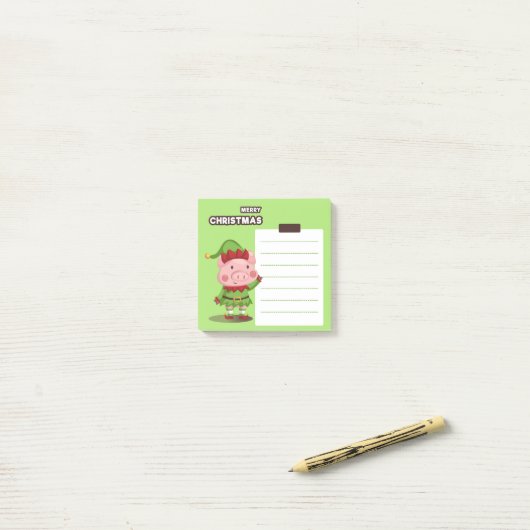 Kerstvarken Elf Post-It Notities Post-it® Notes (Op bureau)