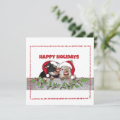 Kerstvarken Mates Feestdagenkaart (Staand voorkant)