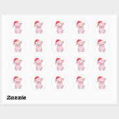 Kerstvarken met kerstmuts ronde sticker (Vel)