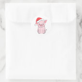 Kerstvarken met kerstmuts ronde sticker (Tas)