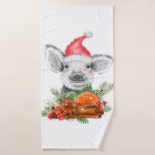 kerstvarken met santa hat festive boerderij animal badhanddoek (Badhanddoek)