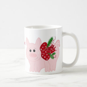 Kerstvarken met spreuk in humoristische stijl koffiemok