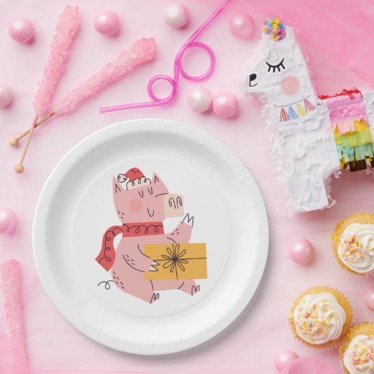 kerstvarken papieren bordje (Feest)