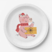 kerstvarken papieren bordje (Voorkant)