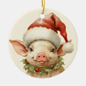 Kerstvarken tekst toevoegen waterverf keramisch ornament (Voorkant)