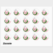 Kerstvarkens Cadeaubon Ronde Sticker (Vel)