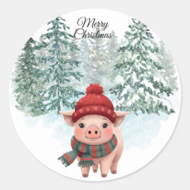 Kerstvarkensticker Ronde Sticker