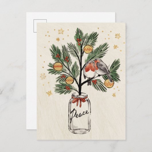 Kerstveer Vrede Briefkaart (Voorkant / Achterkant)