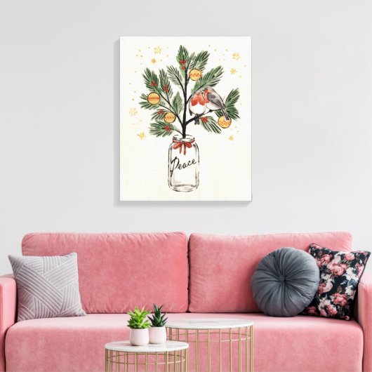 Kerstveer Vrede Canvas Afdruk (Insitu (Woonkamer))