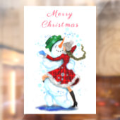 Kerstvenster Cling Sneeuwman en meisje dansers Raamsticker (Vel 2)