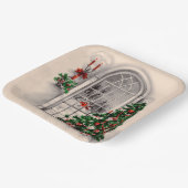 Kerstvenster licht vierkant papieren bordje (Gebogen)