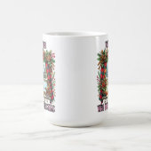 Kerstvenster met feestelijke decoraties en sneeuw koffiemok (Center)