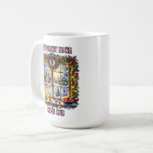Kerstvenster met vakantie decor koffiemok (Voorkant links)