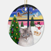 Kerstvenster - Ragdoll kat Keramisch Ornament (Links)