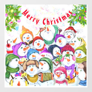 Kerstvenster Snowmans Party - Fun Raamsticker