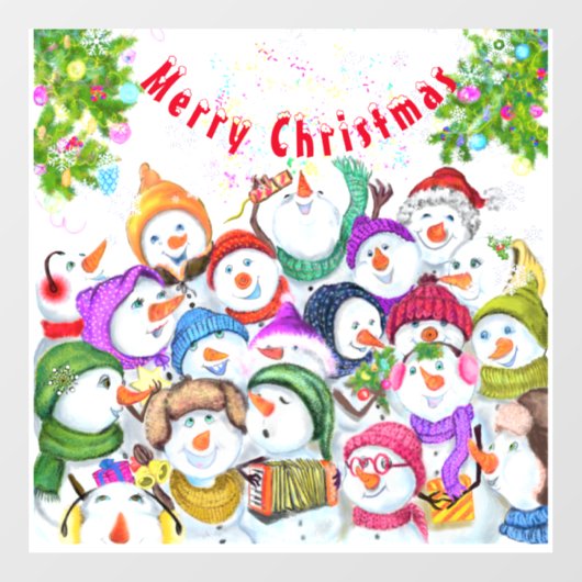 Kerstvenster Snowmans Party - Fun Raamsticker (Vel)