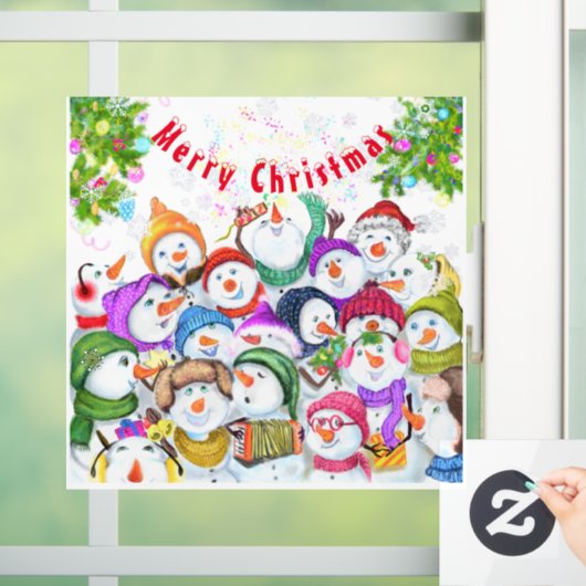Kerstvenster Snowmans Party - Fun Raamsticker (Huis)