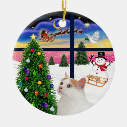 Kerstvenster - Turkse Van Cat Keramisch Ornament (Voorkant)