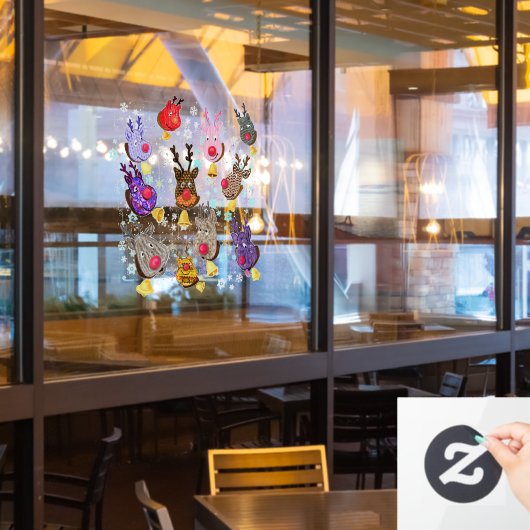 Kerstvenster Verkleuren met cellen Raamsticker (Restaurant Raam)
