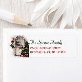 Kerstvenster Witte retouradreslabels Etiket (Insitu)