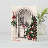 Kerstvensterlichten Plat Fotokaartje Feestdagenkaart (Staand voorkant)