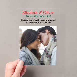 Kerstvergadering voor vrede leren acryl uitnodigingen