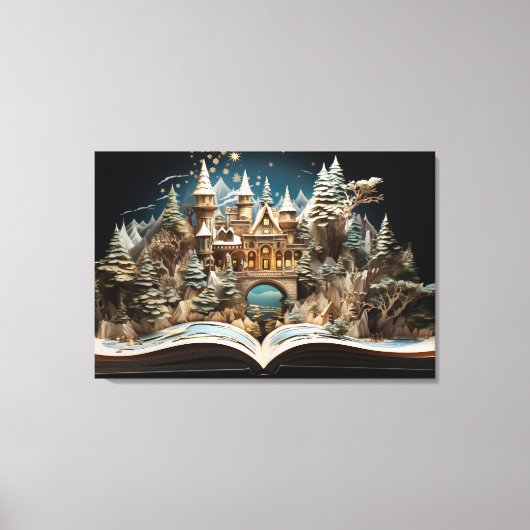 Kerstverhaal Castle Pop-Up Wonderland Canvas Afdruk (Voorkant)