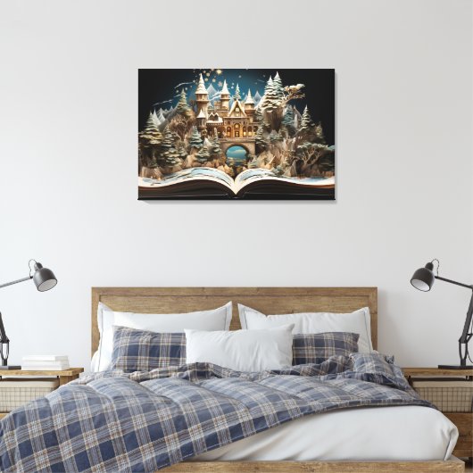 Kerstverhaal Castle Pop-Up Wonderland Canvas Afdruk (Insitu (Slaapkamer))