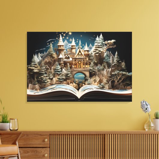 Kerstverhaal Castle Pop-Up Wonderland Canvas Afdruk (Insitu (Woonkamer))