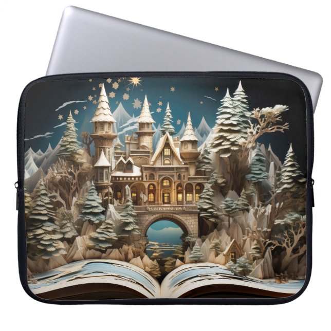 Kerstverhaal Castle Pop-Up Wonderland Laptop Sleeve (Voorkant)
