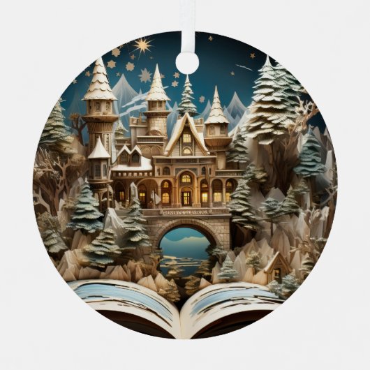Kerstverhaal Castle Pop-Up Wonderland Metalen Ornament (Voorkant)
