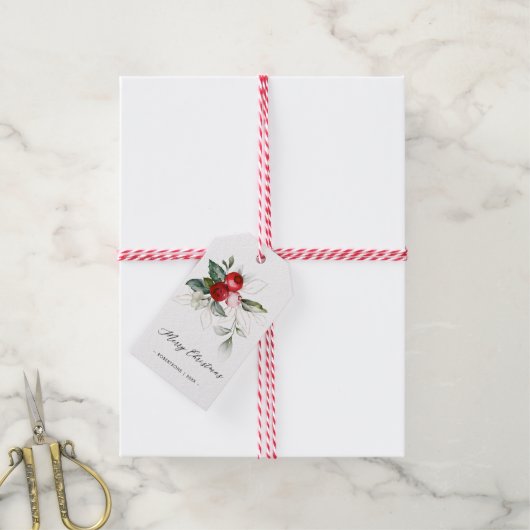 kerstverhaal | Holly Berries Gold Gift Labels Cadeaulabel (Met Touw)